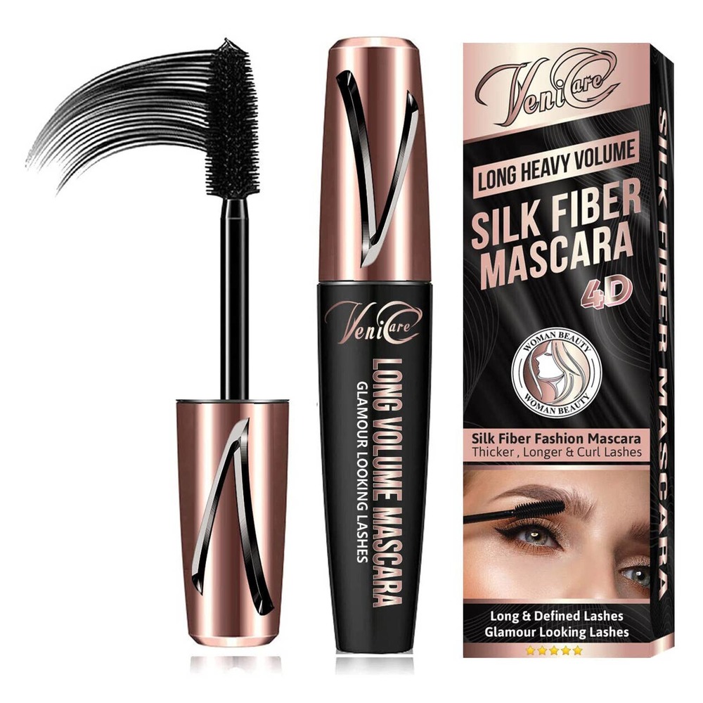 4D Pure Silk Fiber Lash Mascara [Ultra Black Volume and Length], Longer & Thick